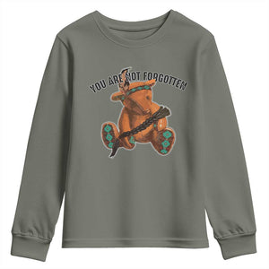 Orange Shirt Day Memorial Bear Youth Sweatshirt You Are Not Forgotten Stolen Children Tribute TS02 Military Green Print Your Wear