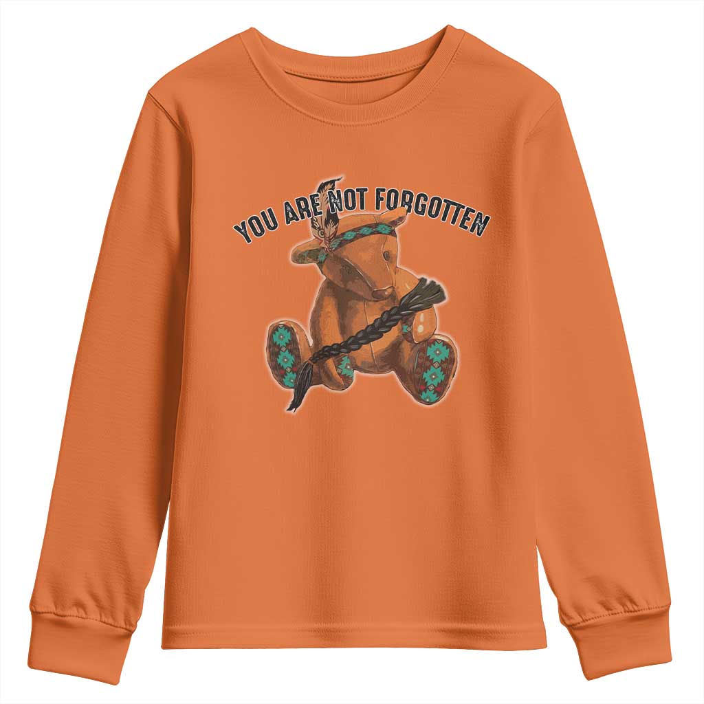 Orange Shirt Day Memorial Bear Youth Sweatshirt You Are Not Forgotten Stolen Children Tribute TS02 Orange Print Your Wear