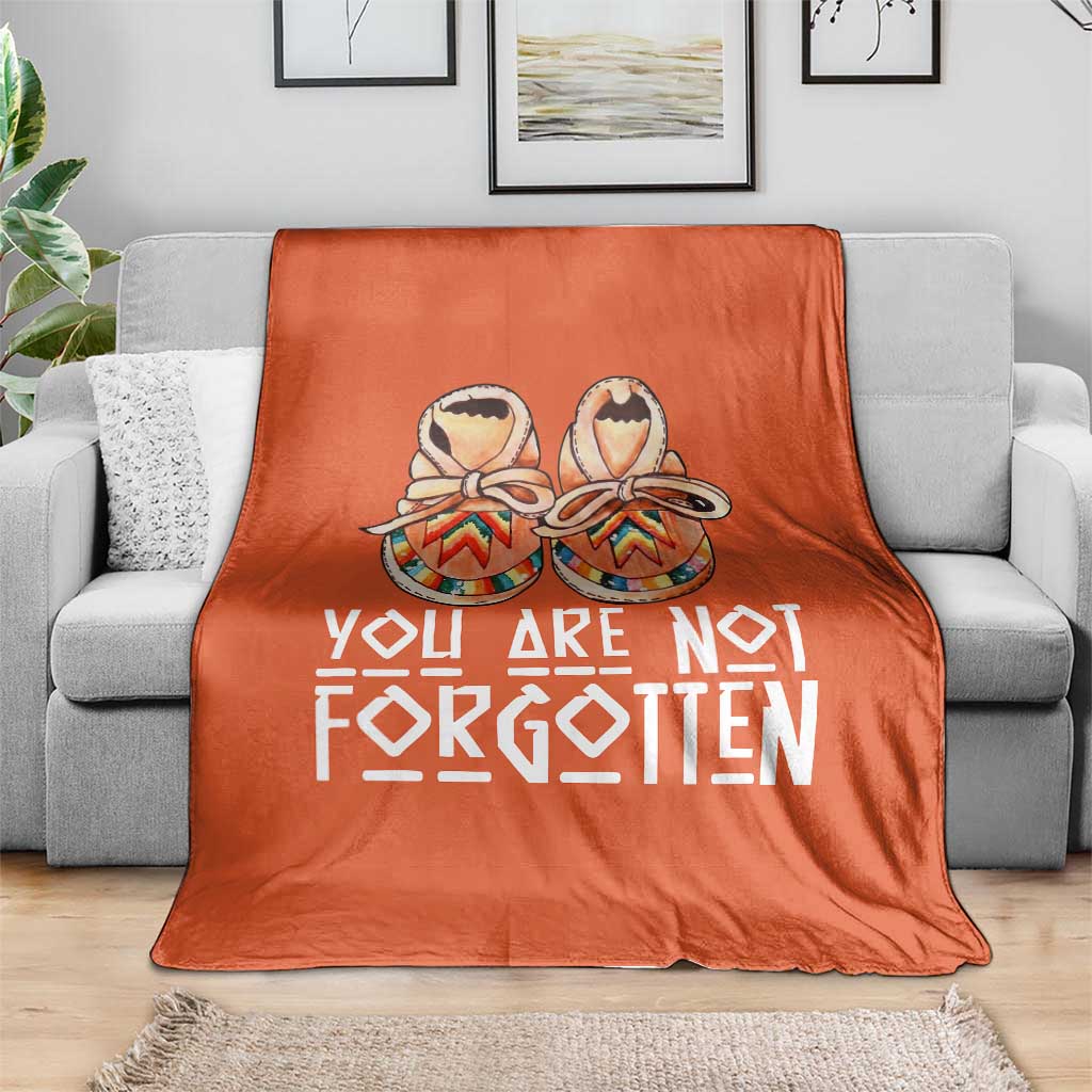 Orange Shirt Day Memorial Moccasins Throw Blanket You Are Not Forgotten Indigenous Remembrance for Stolen Children TS02 Print Your Wear