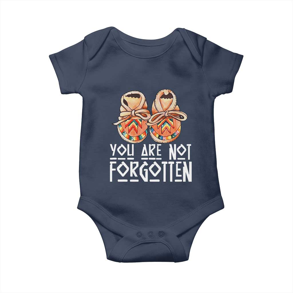 Orange Shirt Day Memorial Moccasins Baby Onesie You Are Not Forgotten Indigenous Remembrance for Stolen Children TS02 Navy Print Your Wear