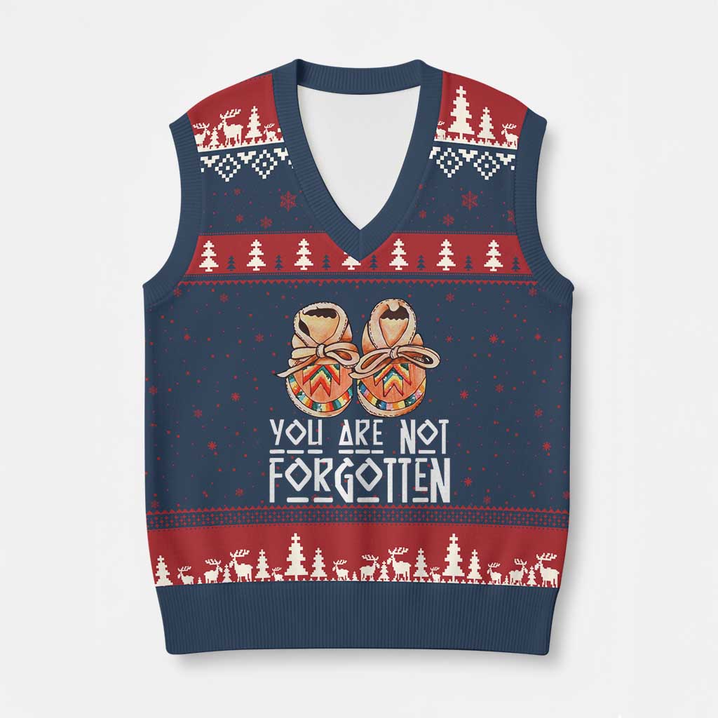 Orange Shirt Day Memorial Moccasins V-Neck Knit Sweater Vest You Are Not Forgotten Indigenous Remembrance for Stolen Children TS02 Navy Red Print Your Wear