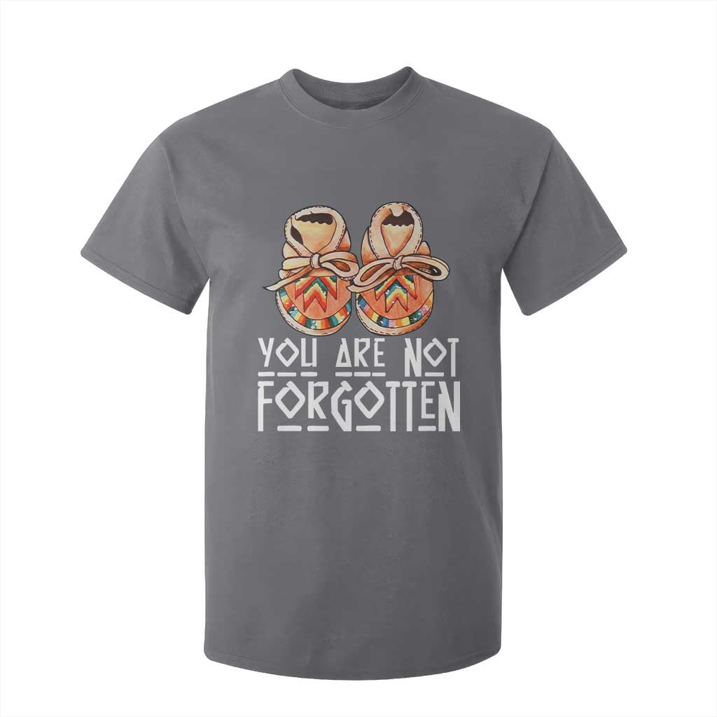 Orange Shirt Day Memorial Moccasins T Shirt For Kid You Are Not Forgotten Indigenous Remembrance for Stolen Children TS02 Charcoal Print Your Wear