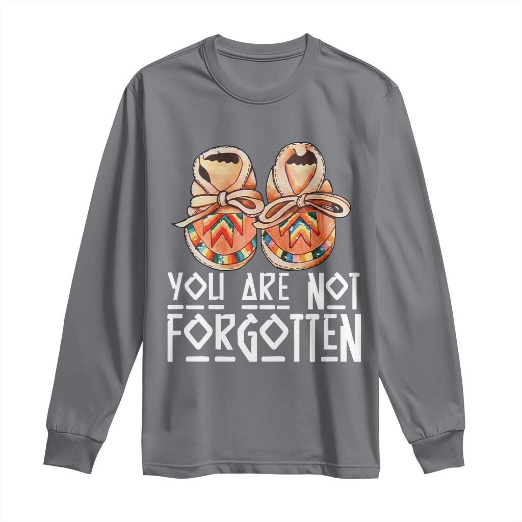 Orange Shirt Day Memorial Moccasins Long Sleeve Shirt You Are Not Forgotten Indigenous Remembrance for Stolen Children TS02 Charcoal Print Your Wear