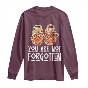 Orange Shirt Day Memorial Moccasins Long Sleeve Shirt You Are Not Forgotten Indigenous Remembrance for Stolen Children TS02 Maroon Print Your Wear