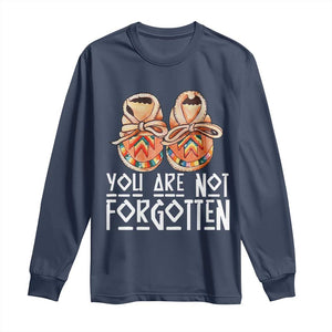 Orange Shirt Day Memorial Moccasins Long Sleeve Shirt You Are Not Forgotten Indigenous Remembrance for Stolen Children TS02 Navy Print Your Wear