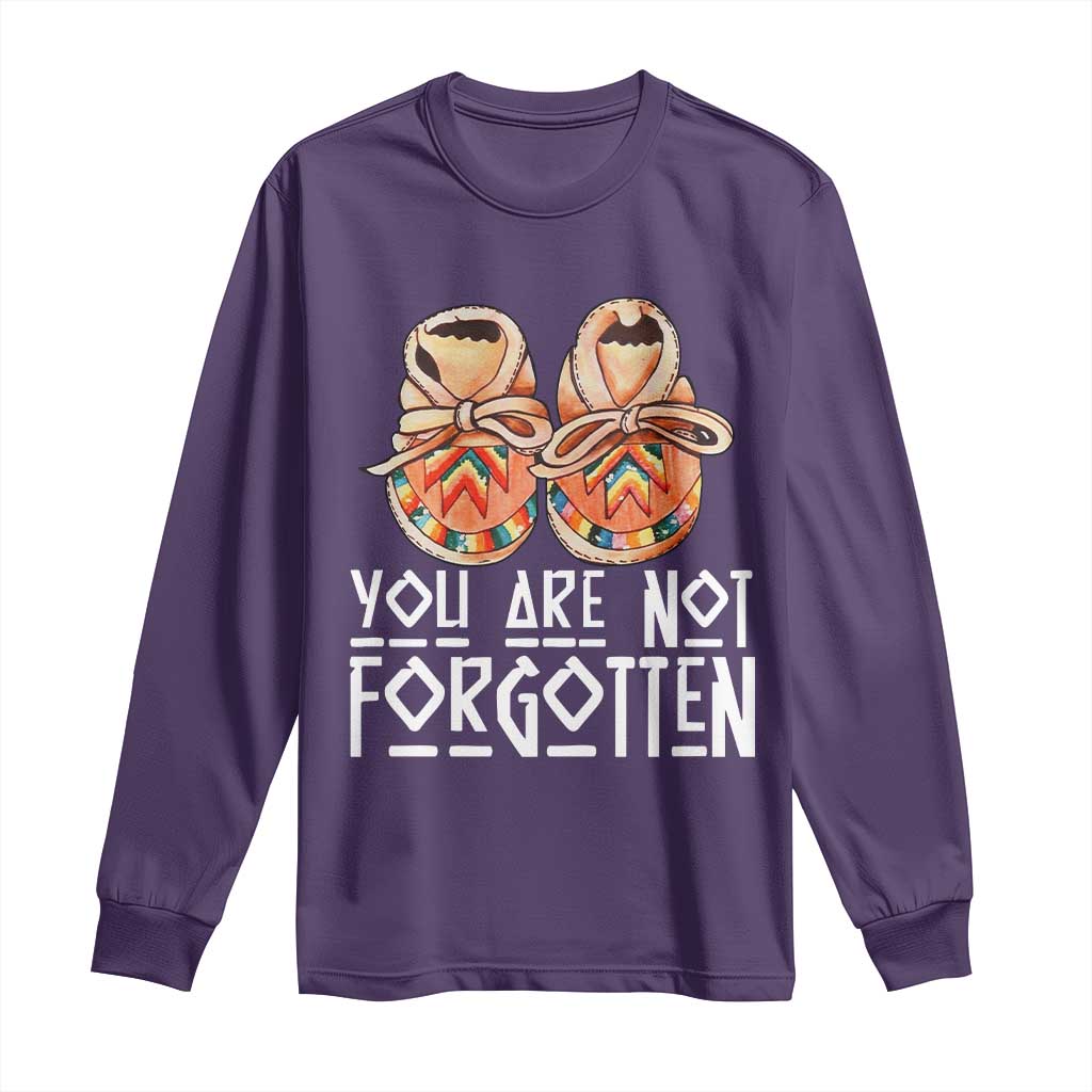 Orange Shirt Day Memorial Moccasins Long Sleeve Shirt You Are Not Forgotten Indigenous Remembrance for Stolen Children TS02 Purple Print Your Wear