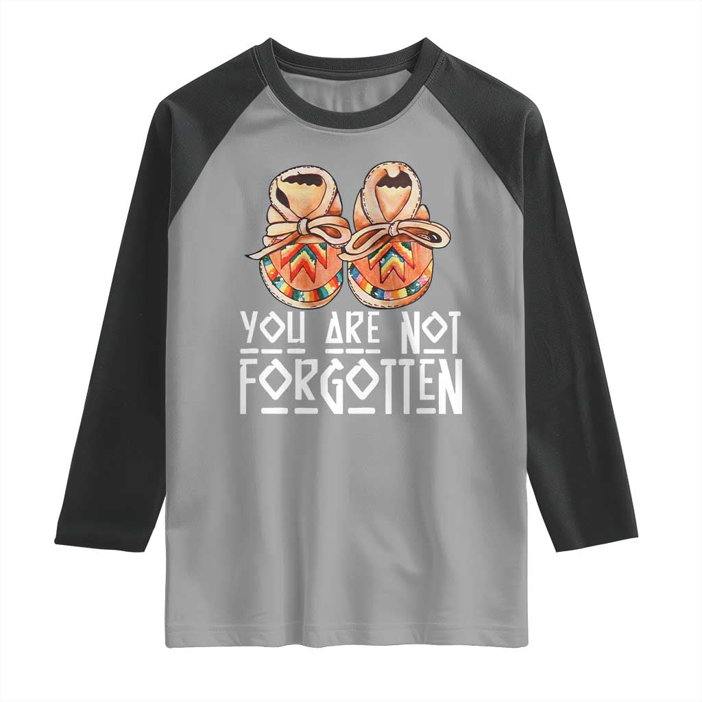 Orange Shirt Day Memorial Moccasins Raglan Shirt You Are Not Forgotten Indigenous Remembrance for Stolen Children TS02 Sport Gray Black Print Your Wear