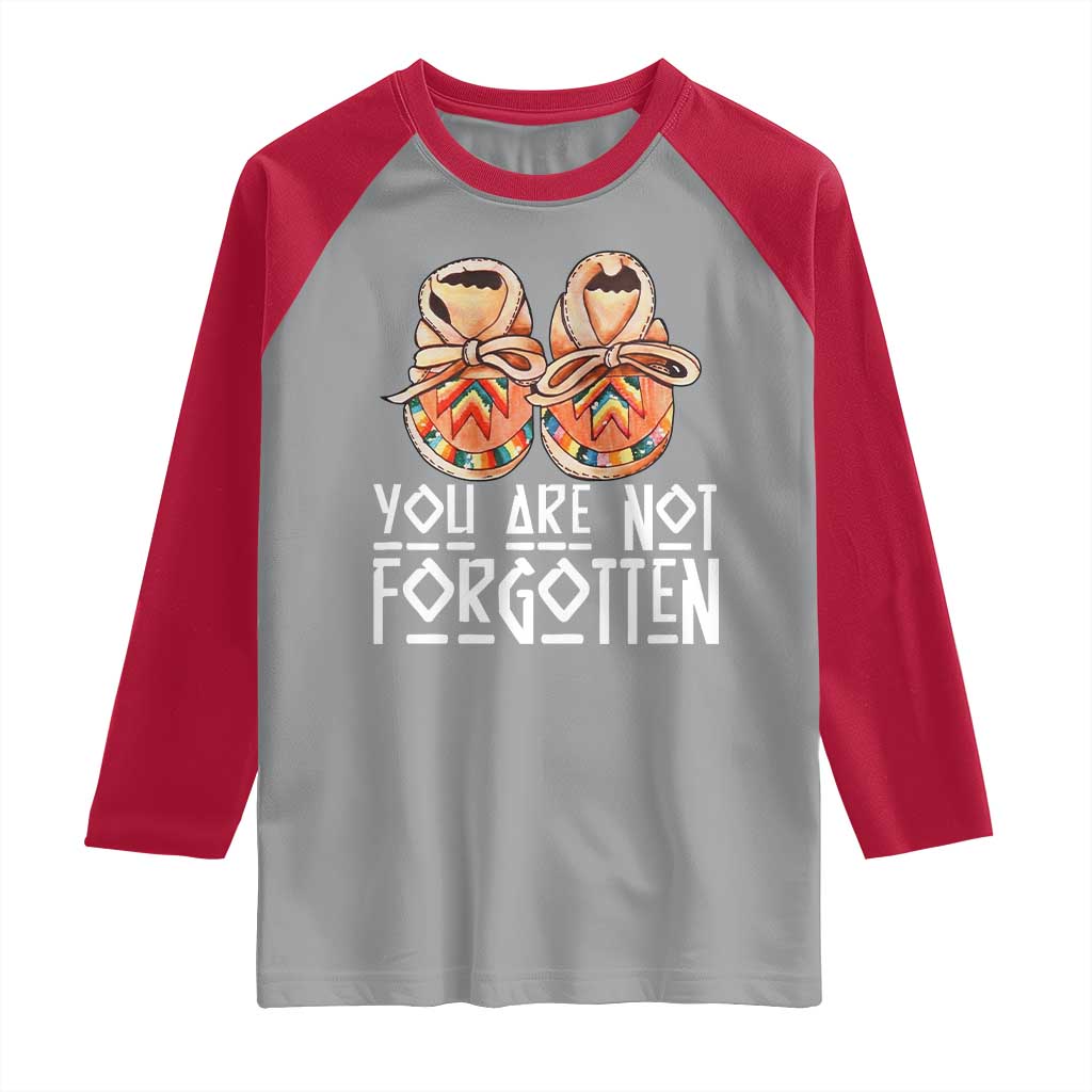 Orange Shirt Day Memorial Moccasins Raglan Shirt You Are Not Forgotten Indigenous Remembrance for Stolen Children TS02 Sport Gray Red Print Your Wear