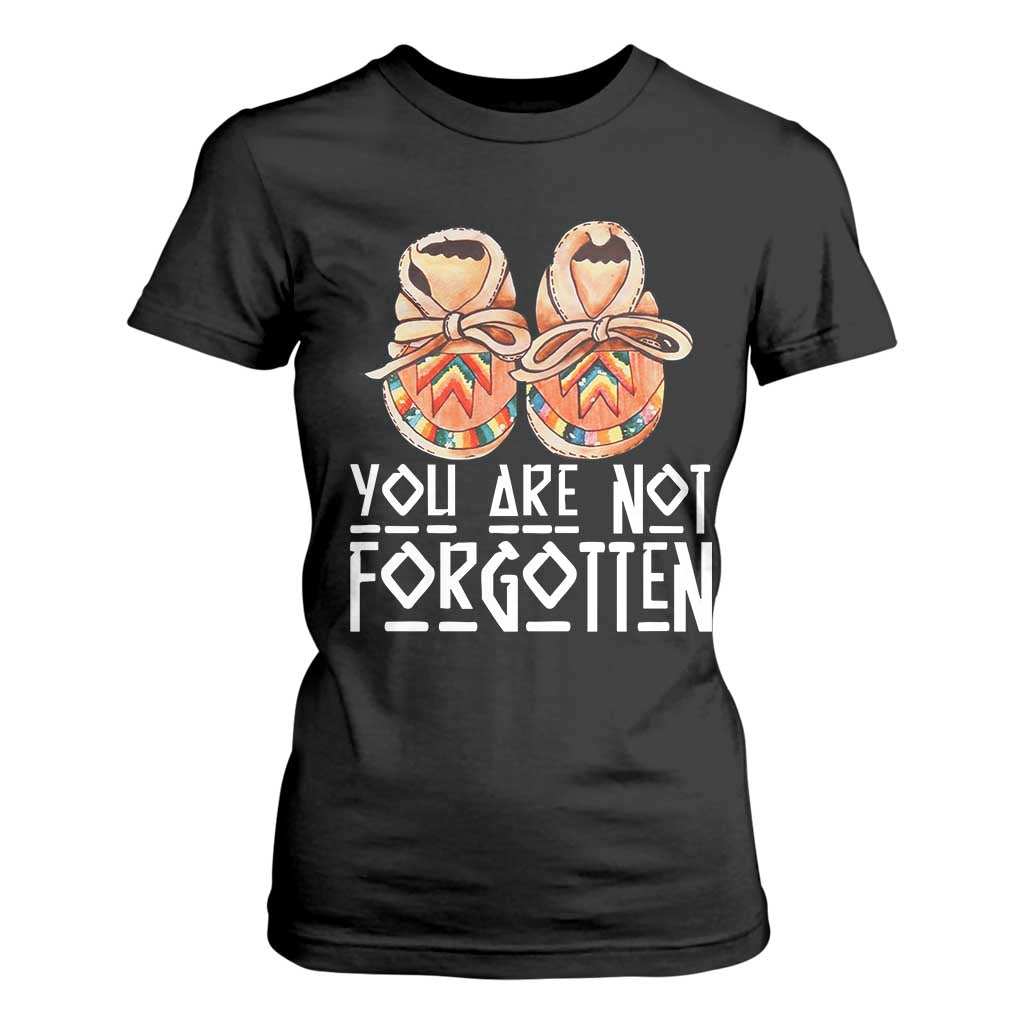 Orange Shirt Day Memorial Moccasins T Shirt For Women You Are Not Forgotten Indigenous Remembrance for Stolen Children TS02 Black Print Your Wear
