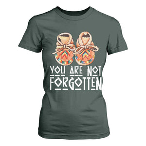 Orange Shirt Day Memorial Moccasins T Shirt For Women You Are Not Forgotten Indigenous Remembrance for Stolen Children TS02 Dark Forest Green Print Your Wear