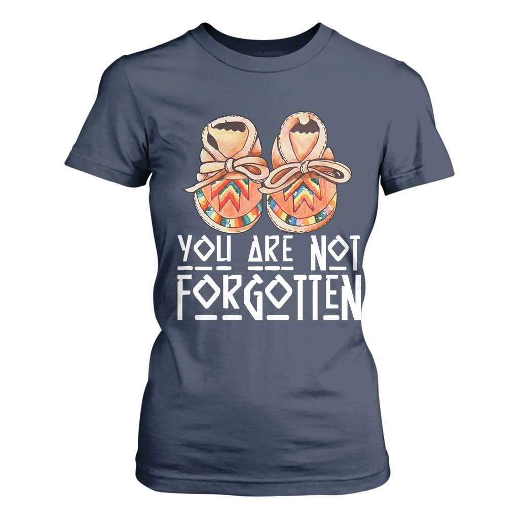 Orange Shirt Day Memorial Moccasins T Shirt For Women You Are Not Forgotten Indigenous Remembrance for Stolen Children TS02 Navy Print Your Wear