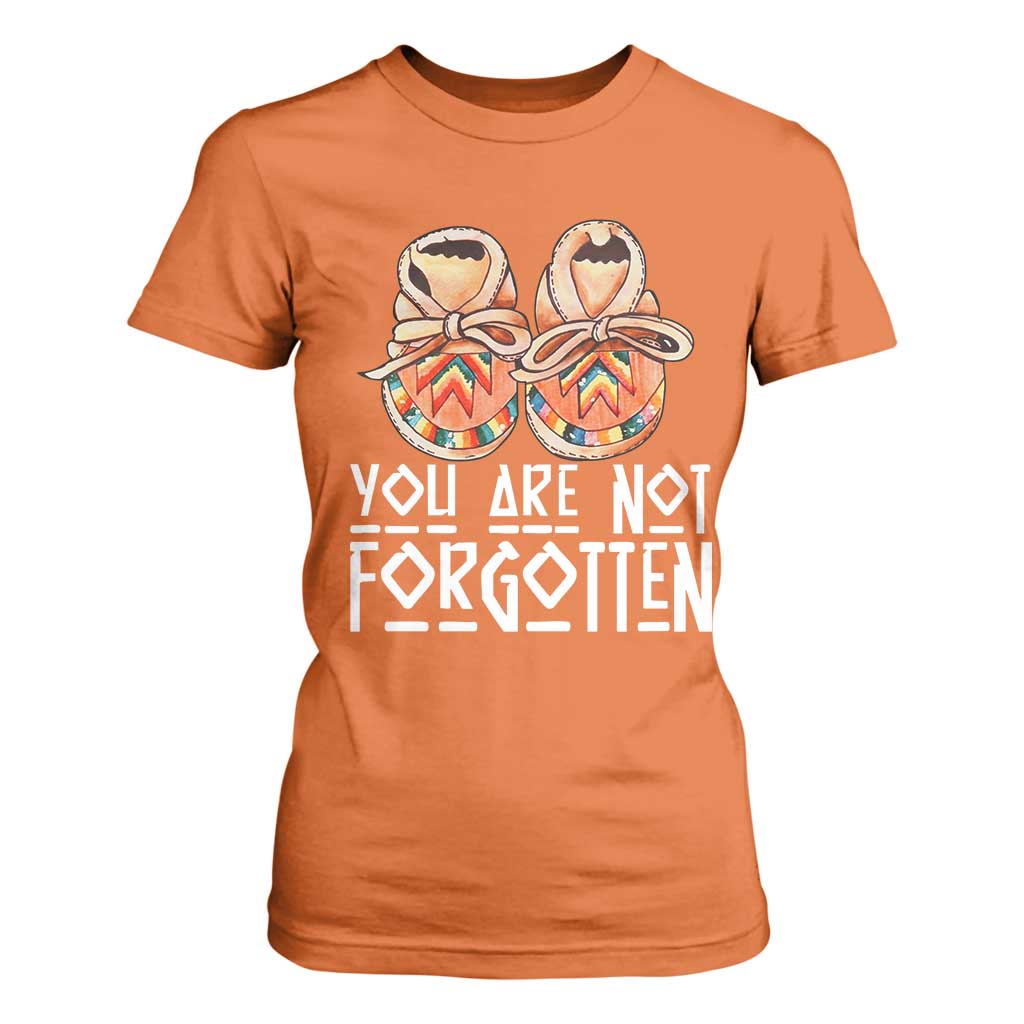 Orange Shirt Day Memorial Moccasins T Shirt For Women You Are Not Forgotten Indigenous Remembrance for Stolen Children TS02 Orange Print Your Wear