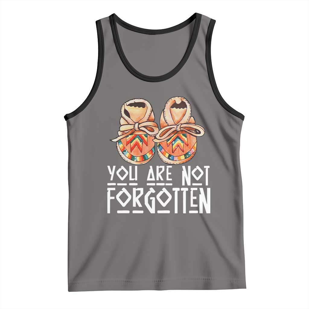 Orange Shirt Day Memorial Moccasins Tank Top You Are Not Forgotten Indigenous Remembrance for Stolen Children TS02 Deep Heather Black Print Your Wear