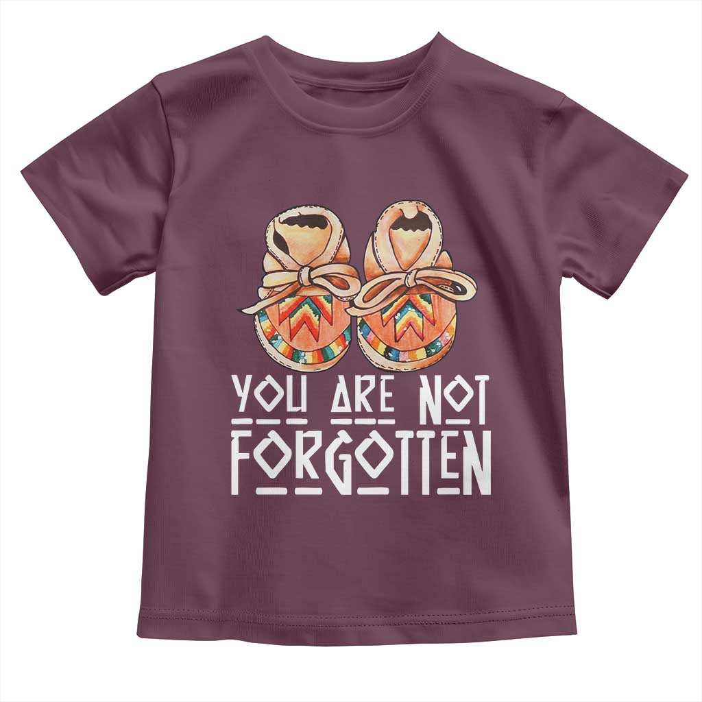Orange Shirt Day Memorial Moccasins Toddler T Shirt You Are Not Forgotten Indigenous Remembrance for Stolen Children TS02 Maroon Print Your Wear
