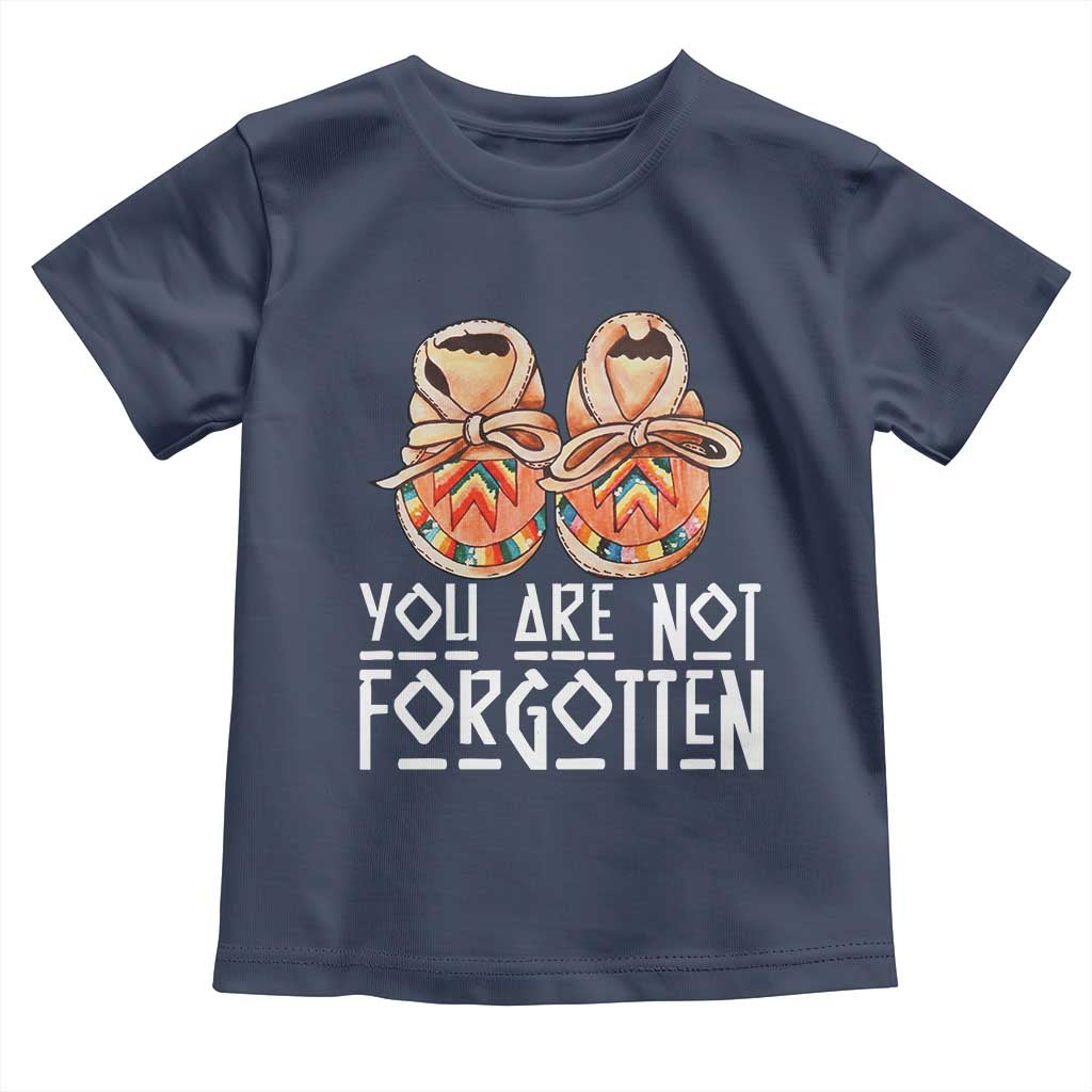 Orange Shirt Day Memorial Moccasins Toddler T Shirt You Are Not Forgotten Indigenous Remembrance for Stolen Children TS02 Navy Print Your Wear