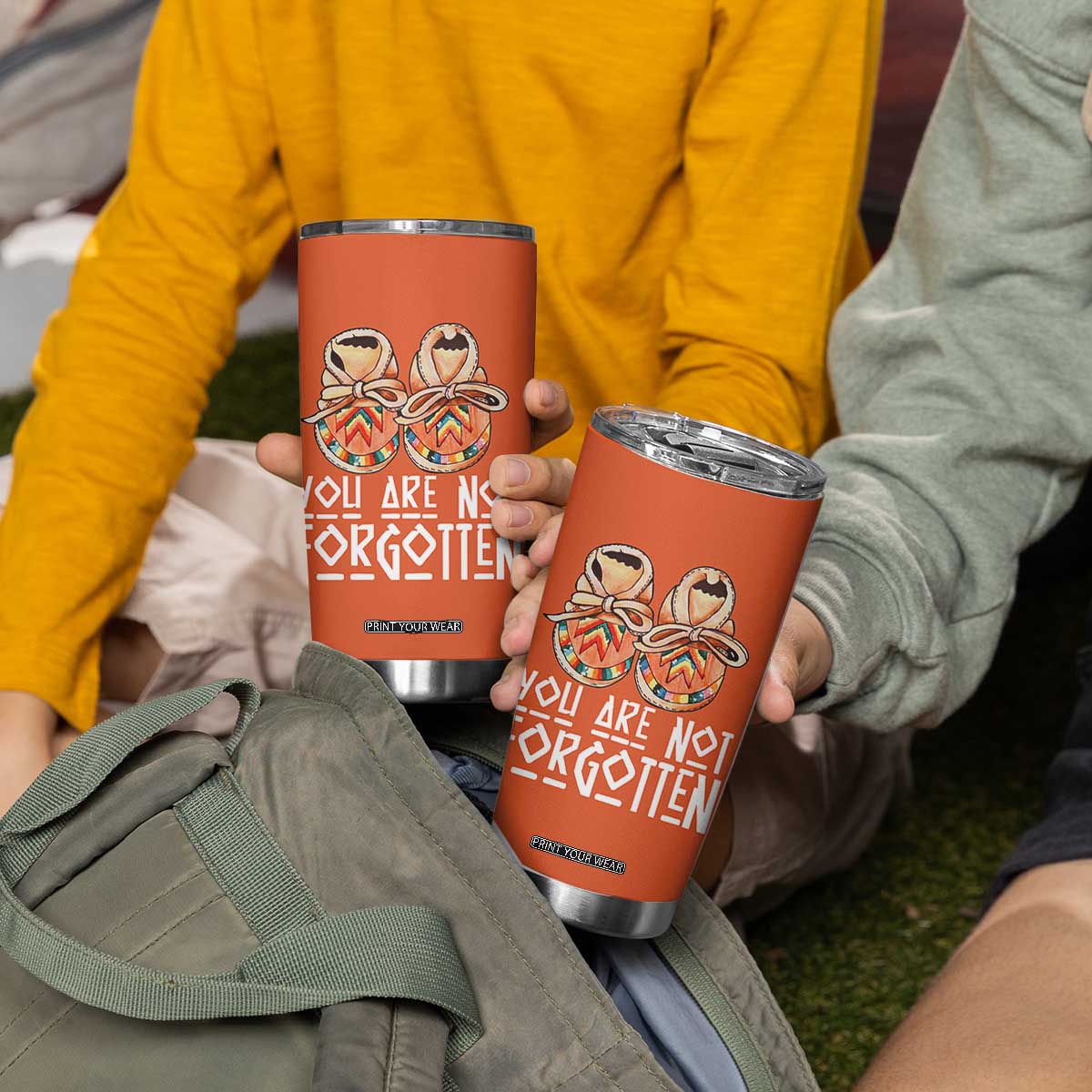 Orange Shirt Day Memorial Moccasins Tumbler Cup You Are Not Forgotten Indigenous Remembrance for Stolen Children TS02 Print Your Wear