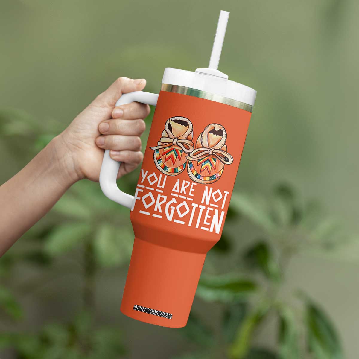 Orange Shirt Day Memorial Moccasins Tumbler With Handle You Are Not Forgotten Indigenous Remembrance for Stolen Children TS02 Print Your Wear