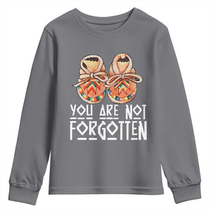Orange Shirt Day Memorial Moccasins Youth Sweatshirt You Are Not Forgotten Indigenous Remembrance for Stolen Children TS02 Charcoal Print Your Wear