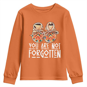 Orange Shirt Day Memorial Moccasins Youth Sweatshirt You Are Not Forgotten Indigenous Remembrance for Stolen Children TS02 Orange Print Your Wear