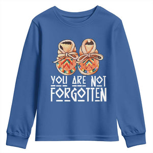 Orange Shirt Day Memorial Moccasins Youth Sweatshirt You Are Not Forgotten Indigenous Remembrance for Stolen Children TS02 Royal Blue Print Your Wear