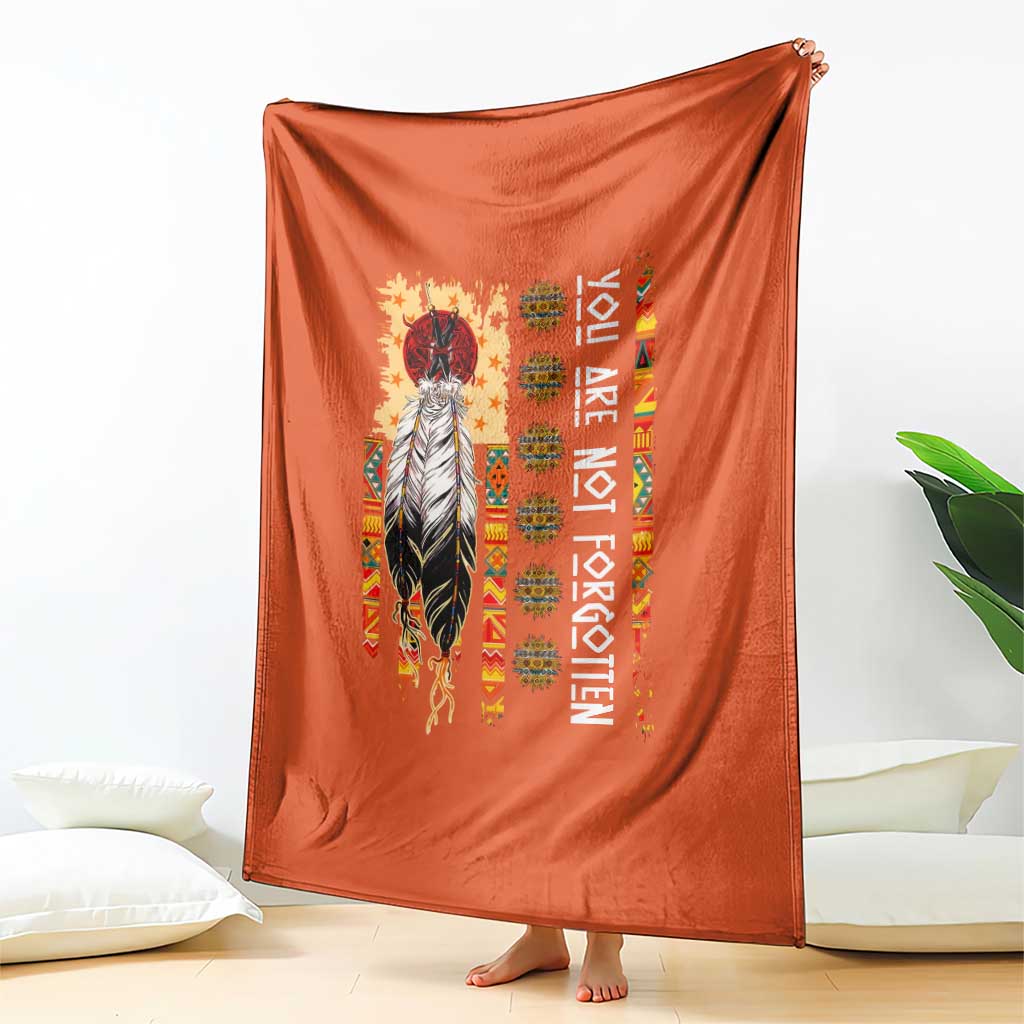 Orange Shirt Day Feather Flag Throw Blanket You Are Not Forgotten Indigenous Tribute TS02 Print Your Wear