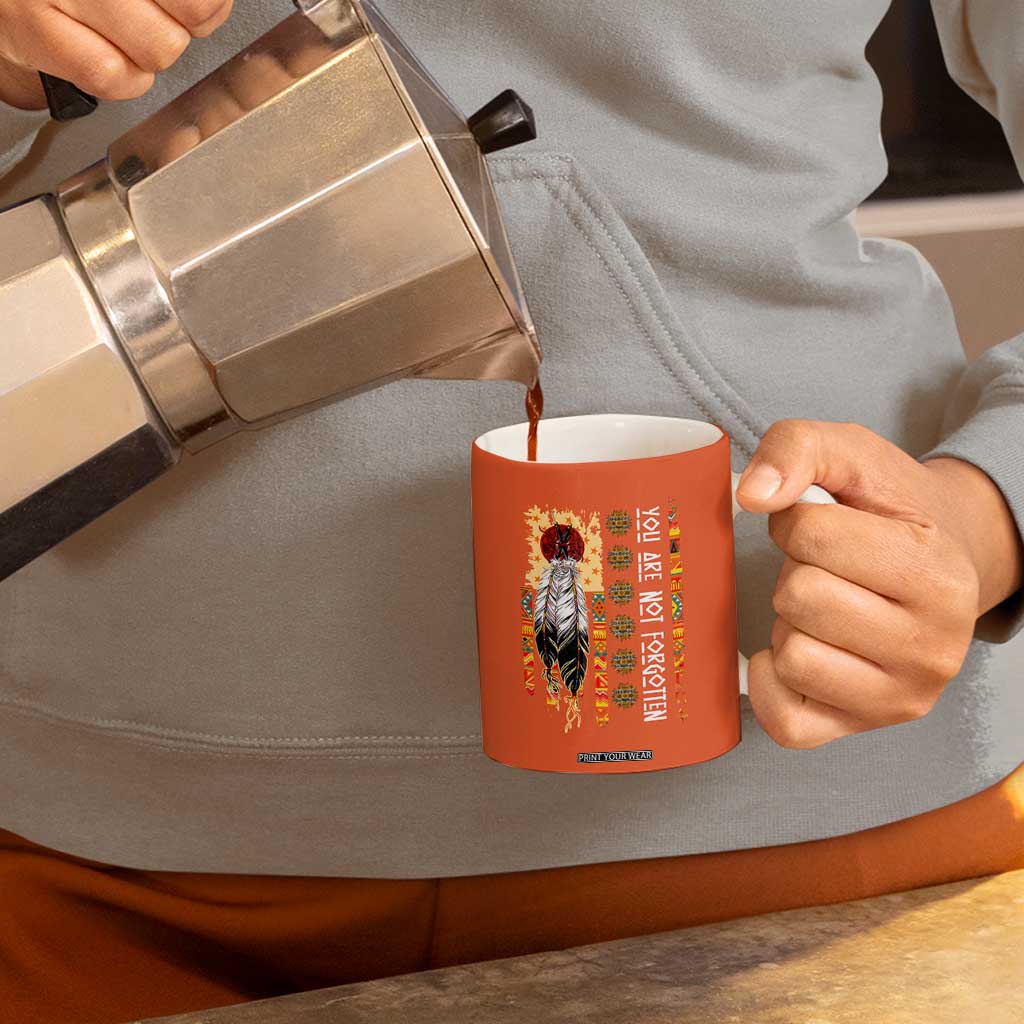 Orange Shirt Day Feather Flag Coffee Mug You Are Not Forgotten Indigenous Tribute TS02 Print Your Wear
