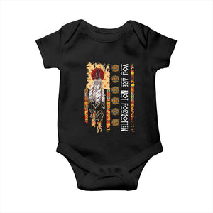 Orange Shirt Day Feather Flag Baby Onesie You Are Not Forgotten Indigenous Tribute TS02 Black Print Your Wear