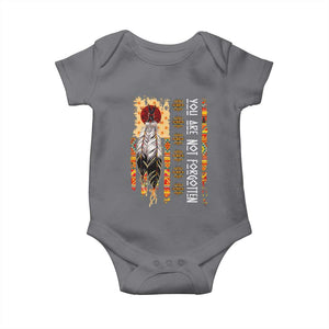 Orange Shirt Day Feather Flag Baby Onesie You Are Not Forgotten Indigenous Tribute TS02 Charcoal Print Your Wear