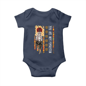 Orange Shirt Day Feather Flag Baby Onesie You Are Not Forgotten Indigenous Tribute TS02 Navy Print Your Wear