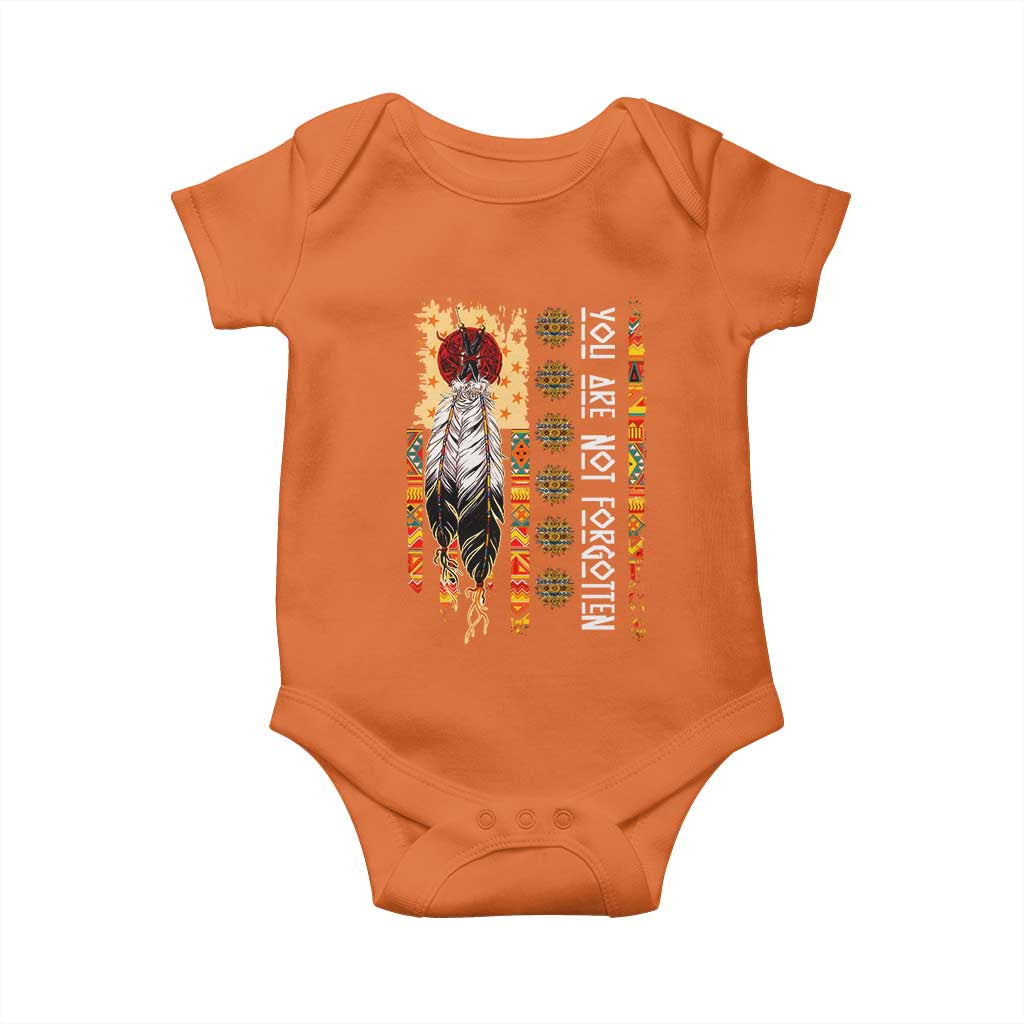 Orange Shirt Day Feather Flag Baby Onesie You Are Not Forgotten Indigenous Tribute TS02 Orange Print Your Wear