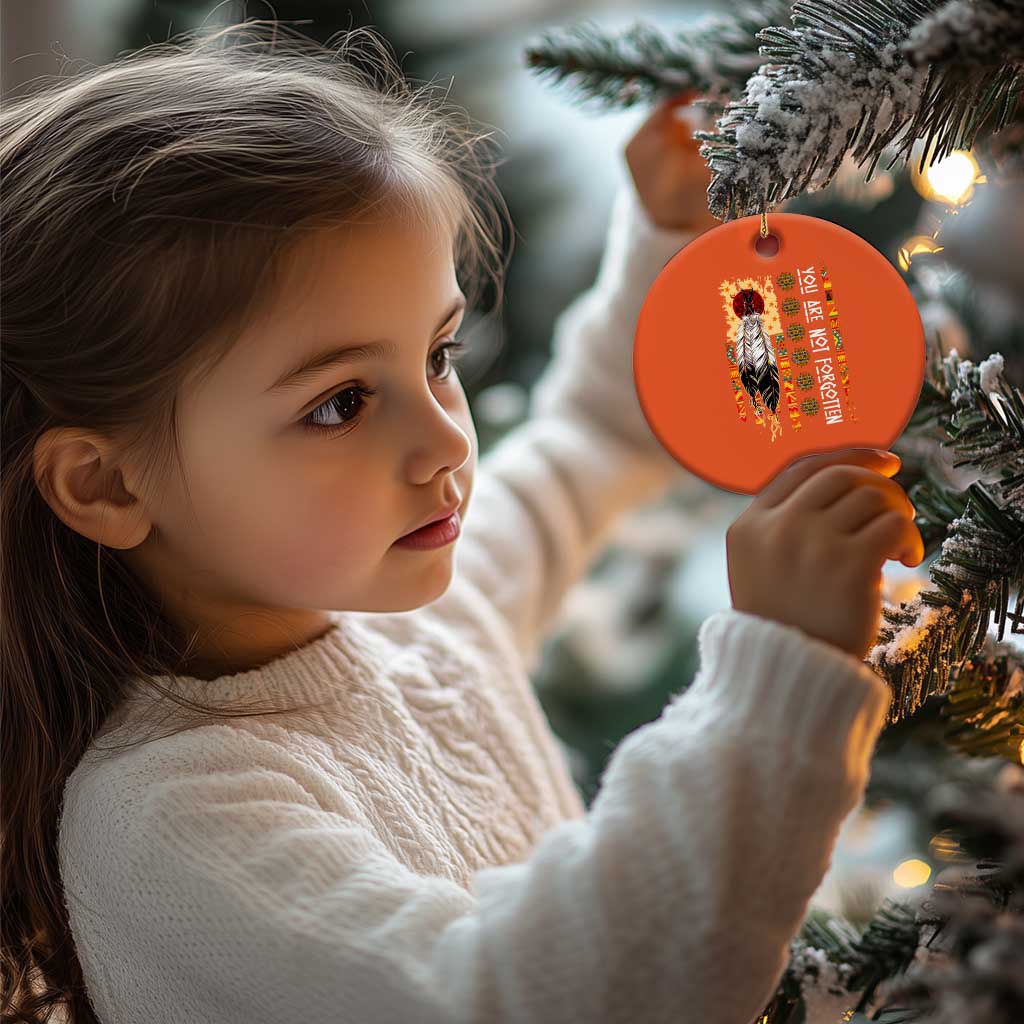 Orange Shirt Day Feather Flag Christmas Ceramic Ornament You Are Not Forgotten Indigenous Tribute TS02 Print Your Wear
