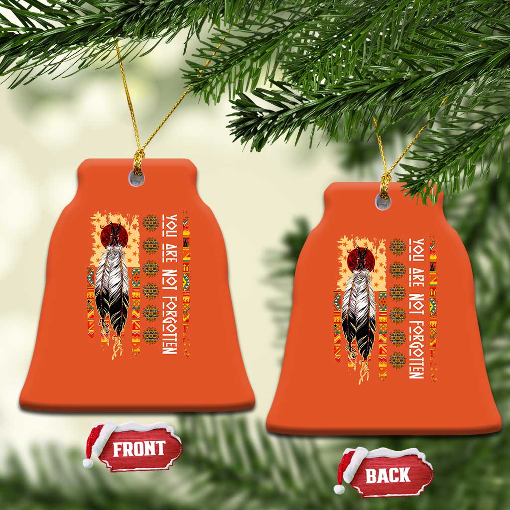 Orange Shirt Day Feather Flag Christmas Ceramic Ornament You Are Not Forgotten Indigenous Tribute TS02 Bell Flake Orange Print Your Wear