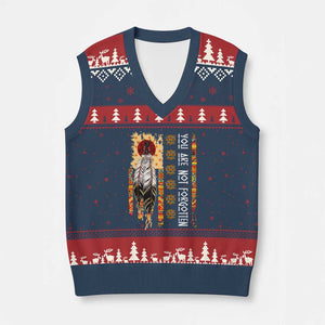 Orange Shirt Day Feather Flag V-Neck Knit Sweater Vest You Are Not Forgotten Indigenous Tribute TS02 Navy Red Print Your Wear