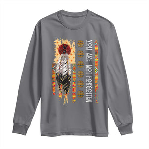 Orange Shirt Day Feather Flag Long Sleeve Shirt You Are Not Forgotten Indigenous Tribute TS02 Charcoal Print Your Wear