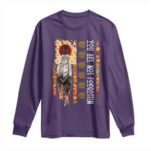 Orange Shirt Day Feather Flag Long Sleeve Shirt You Are Not Forgotten Indigenous Tribute TS02 Purple Print Your Wear