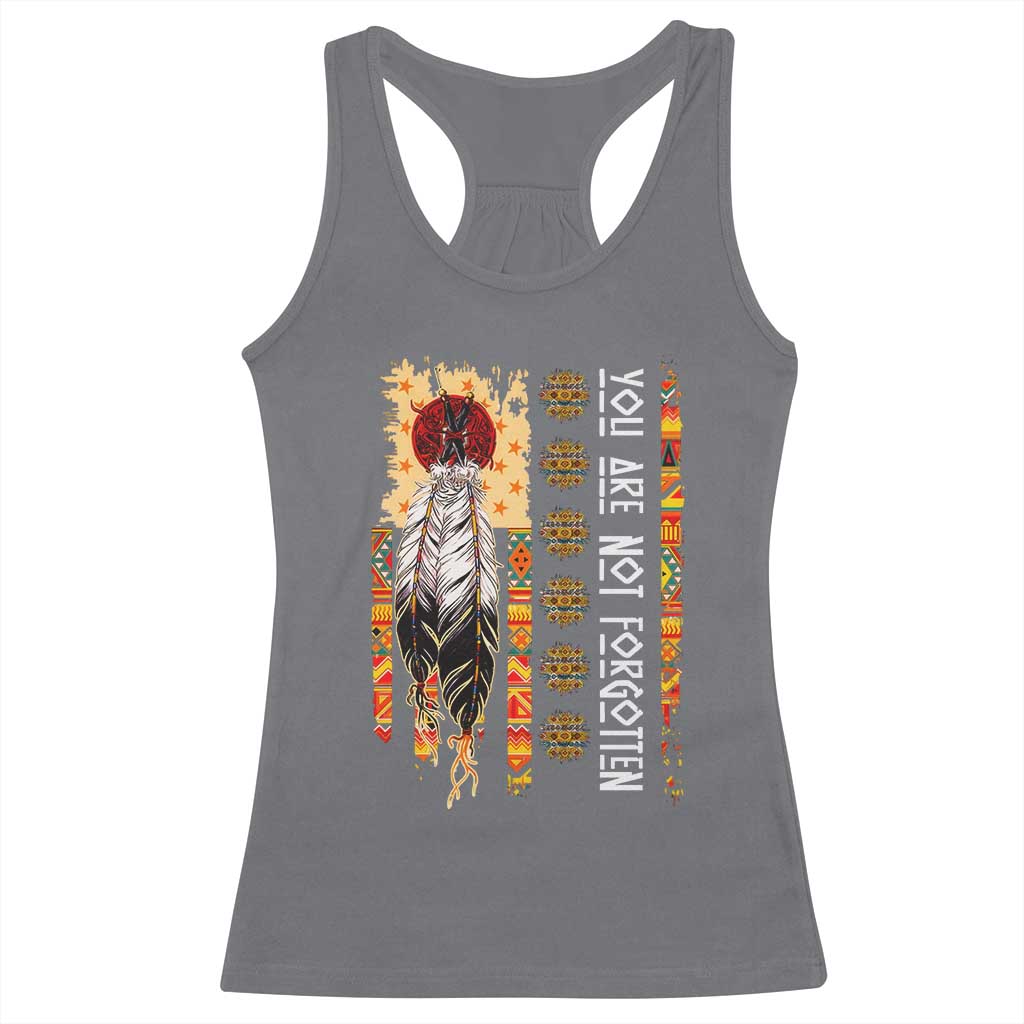 Orange Shirt Day Feather Flag Racerback Tank Top You Are Not Forgotten Indigenous Tribute TS02 Charcoal Print Your Wear