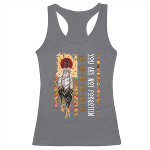 Orange Shirt Day Feather Flag Racerback Tank Top You Are Not Forgotten Indigenous Tribute TS02 Charcoal Print Your Wear