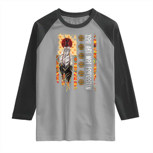 Orange Shirt Day Feather Flag Raglan Shirt You Are Not Forgotten Indigenous Tribute TS02 Sport Gray Black Print Your Wear