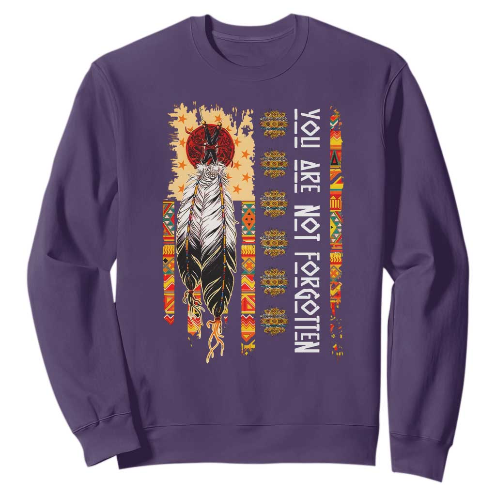 Orange Shirt Day Feather Flag Sweatshirt You Are Not Forgotten Indigenous Tribute TS02 Purple Print Your Wear