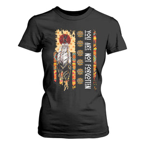 Orange Shirt Day Feather Flag T Shirt For Women You Are Not Forgotten Indigenous Tribute TS02 Black Print Your Wear