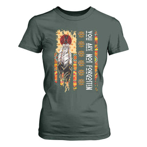 Orange Shirt Day Feather Flag T Shirt For Women You Are Not Forgotten Indigenous Tribute TS02 Dark Forest Green Print Your Wear