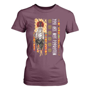 Orange Shirt Day Feather Flag T Shirt For Women You Are Not Forgotten Indigenous Tribute TS02 Maroon Print Your Wear