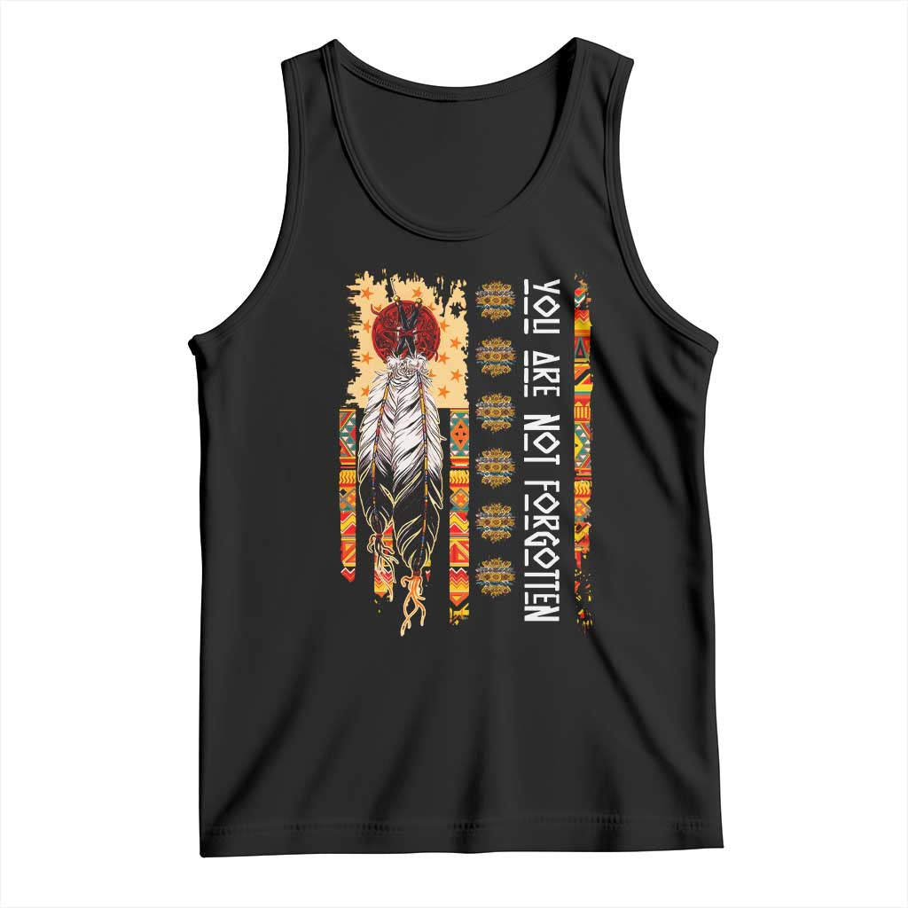 Orange Shirt Day Feather Flag Tank Top You Are Not Forgotten Indigenous Tribute TS02 Black Print Your Wear