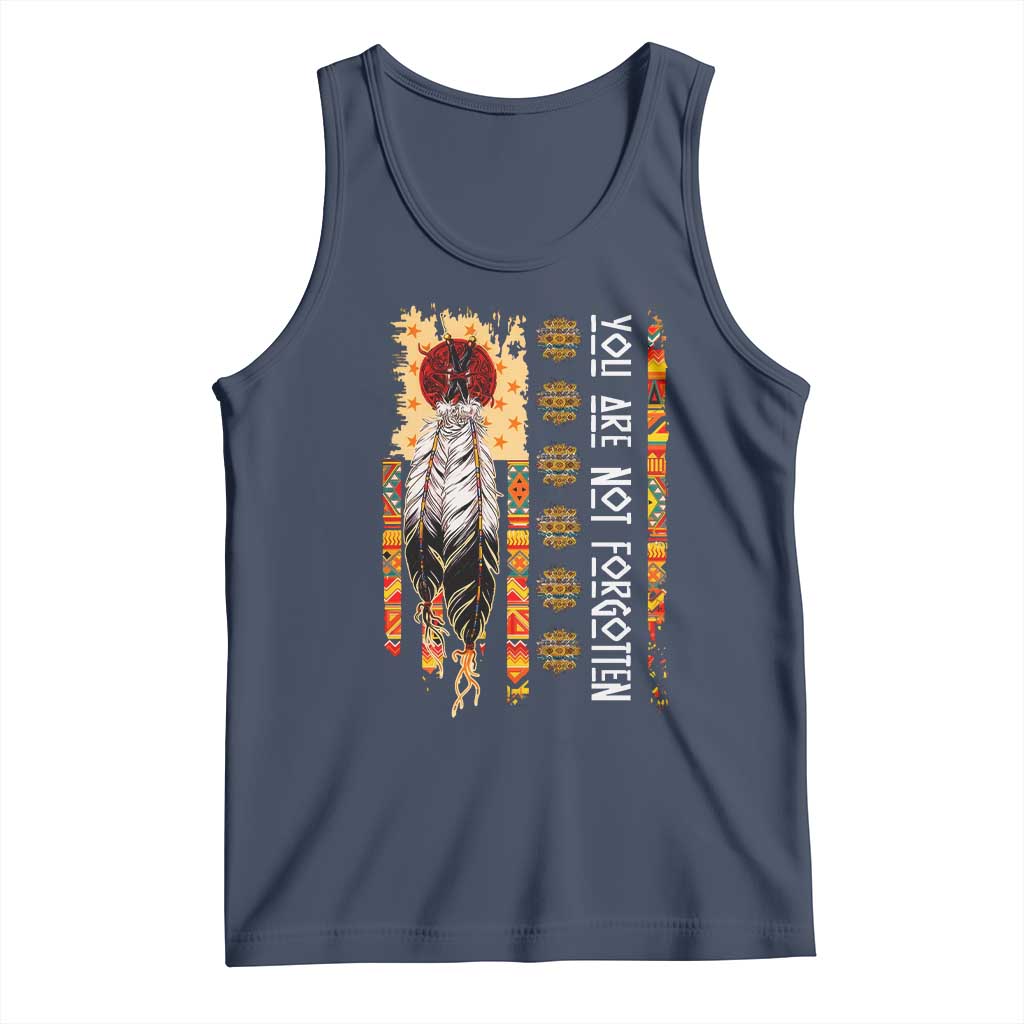 Orange Shirt Day Feather Flag Tank Top You Are Not Forgotten Indigenous Tribute TS02 Navy Print Your Wear