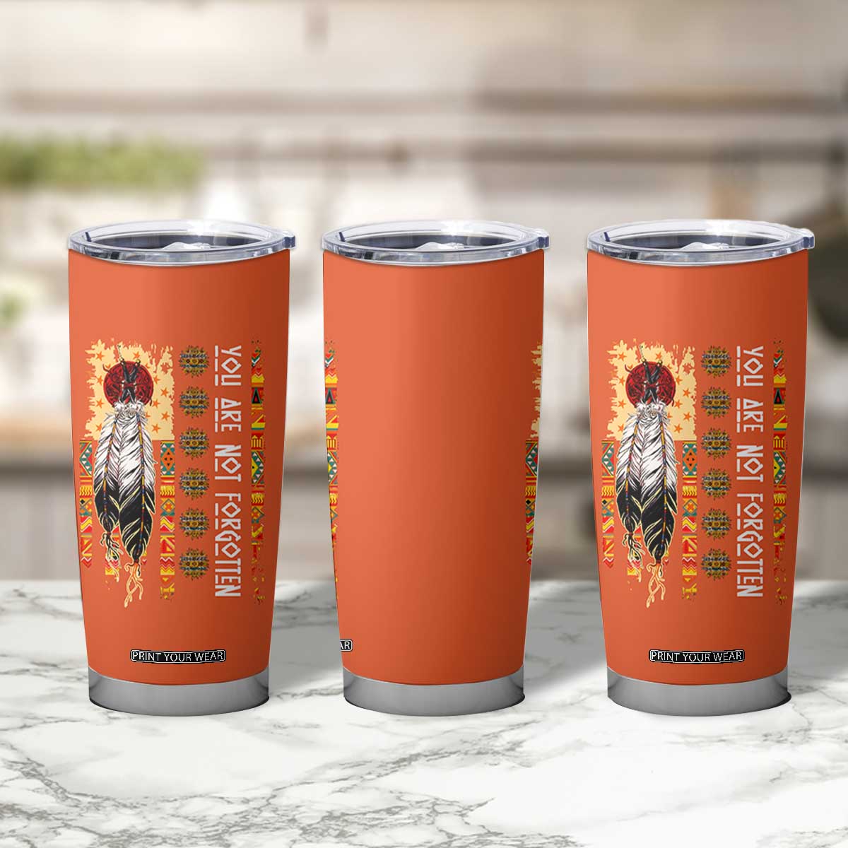 Orange Shirt Day Feather Flag Tumbler Cup You Are Not Forgotten Indigenous Tribute TS02 Print Your Wear