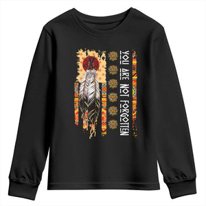 Orange Shirt Day Feather Flag Youth Sweatshirt You Are Not Forgotten Indigenous Tribute TS02 Black Print Your Wear