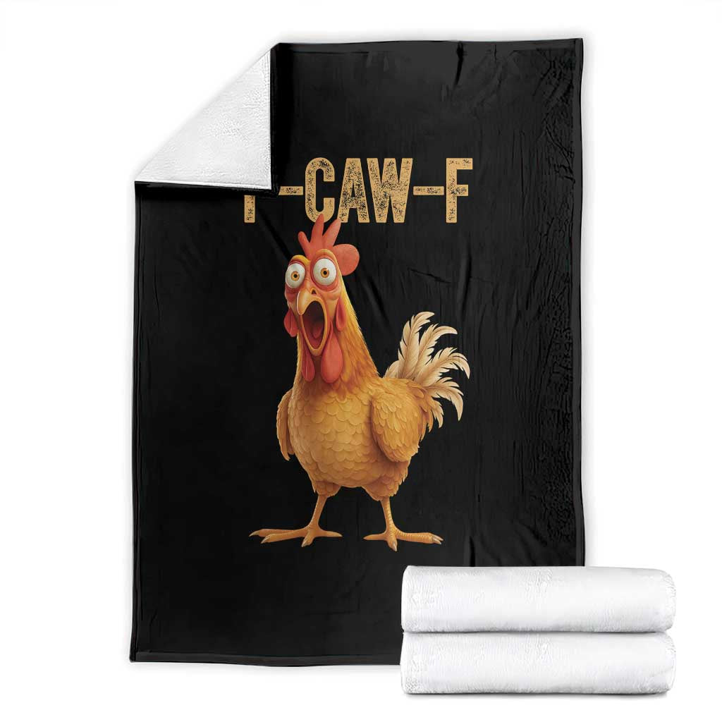 Funny F Caw F Chicken Meme Graphic Throw Blanket Hilarious Cartoon Poultry Humor TS02 Black Print Your Wear
