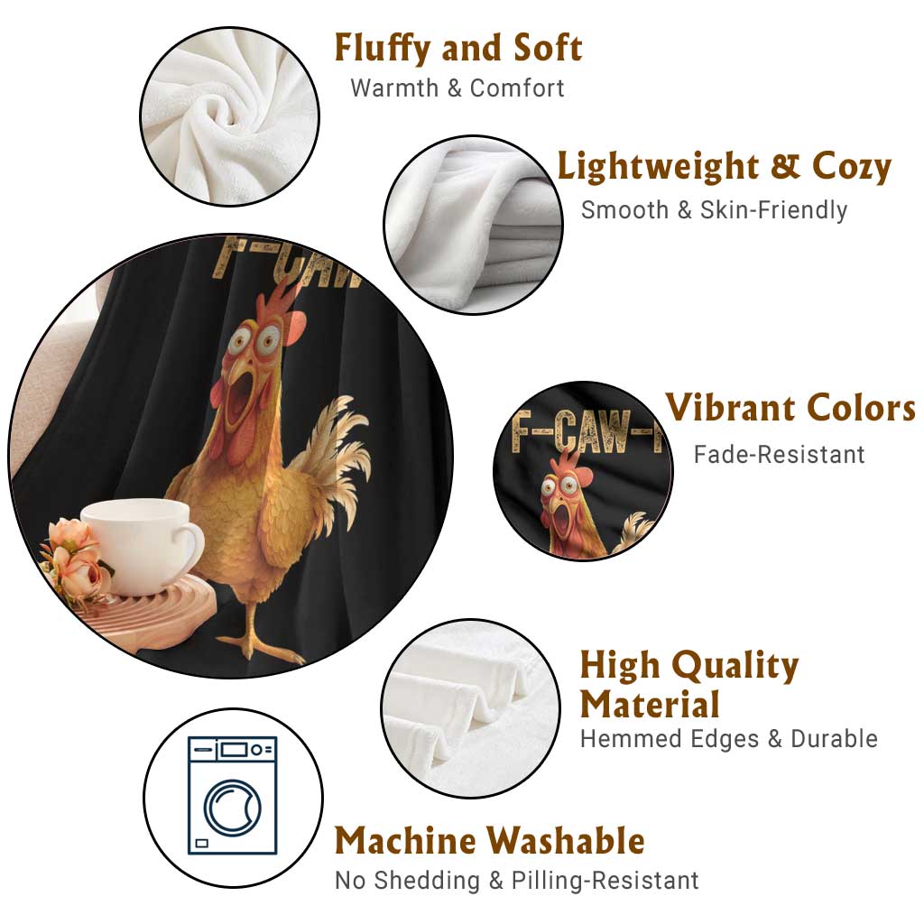 Funny F Caw F Chicken Meme Graphic Throw Blanket Hilarious Cartoon Poultry Humor TS02 Print Your Wear