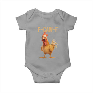 Funny F Caw F Chicken Meme Graphic Baby Onesie Hilarious Cartoon Poultry Humor TS02 Sport Gray Print Your Wear