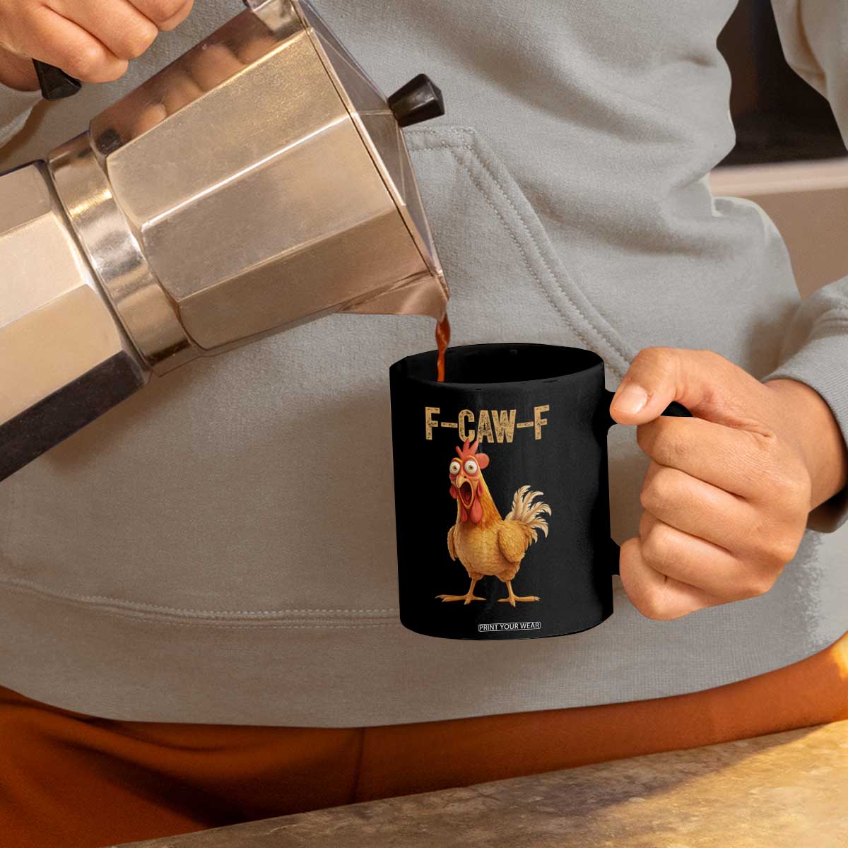 Funny F Caw F Chicken Meme Graphic Coffee Mug Hilarious Cartoon Poultry Humor TS02 Print Your Wear